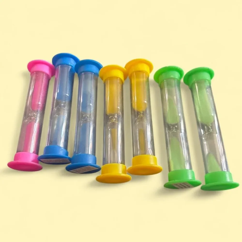 7 Piece Colorful Sand Timer Hourglass Set 2 Minute